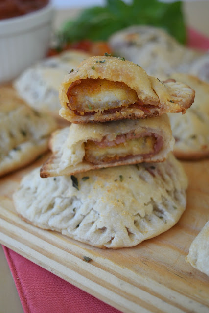 mini calzones with garden fresh tomato sauce