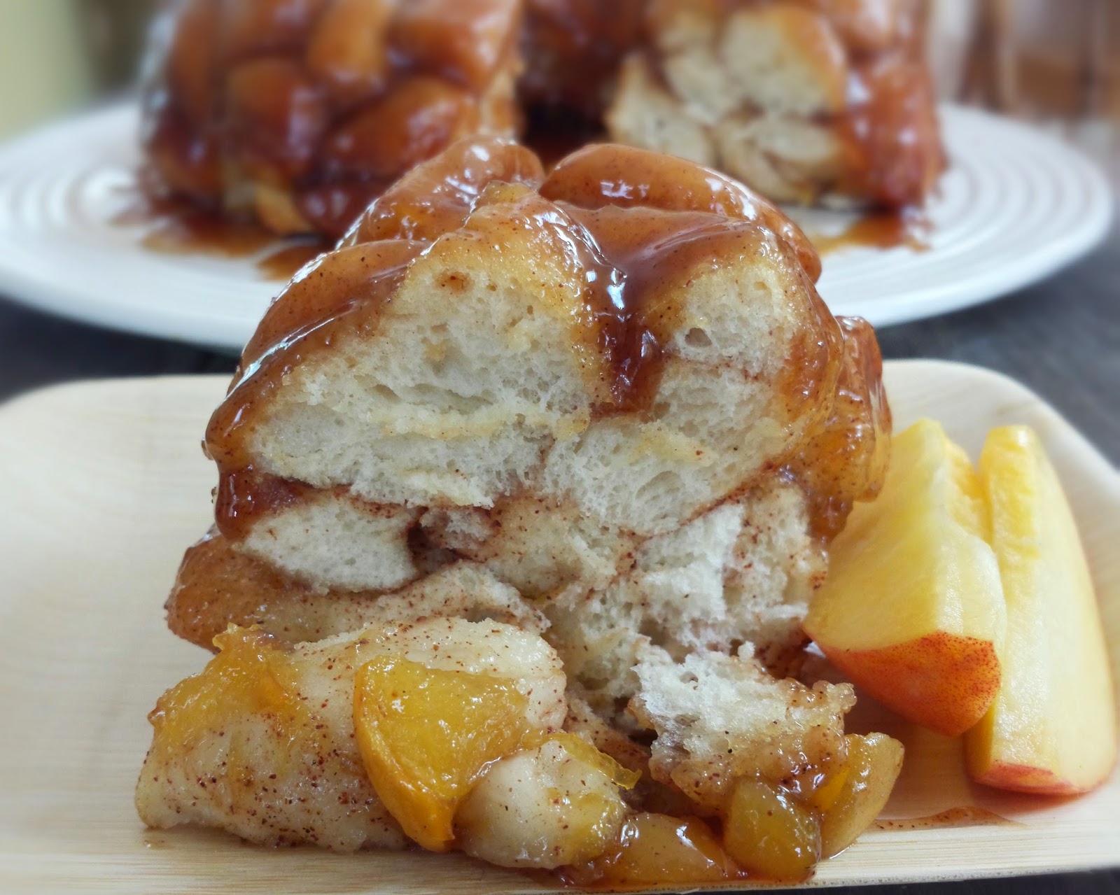 close up peach monkey bread